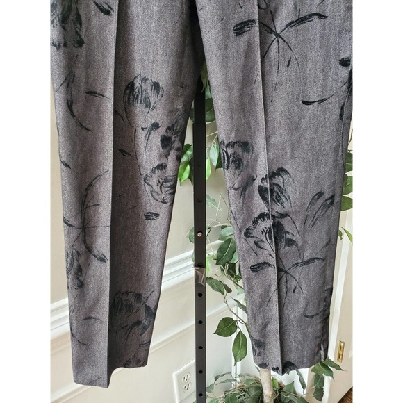 Eric Womens Gray Floral Cotton Mid Rise Side Zip Straight Leg Dress Pants Size 4 - Picture 3 of 10